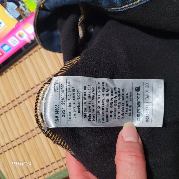 Carhartt Mens Relaxed Fit Jeans 36x30 Blue Denim Built-In Warm - Picture 12 of 12